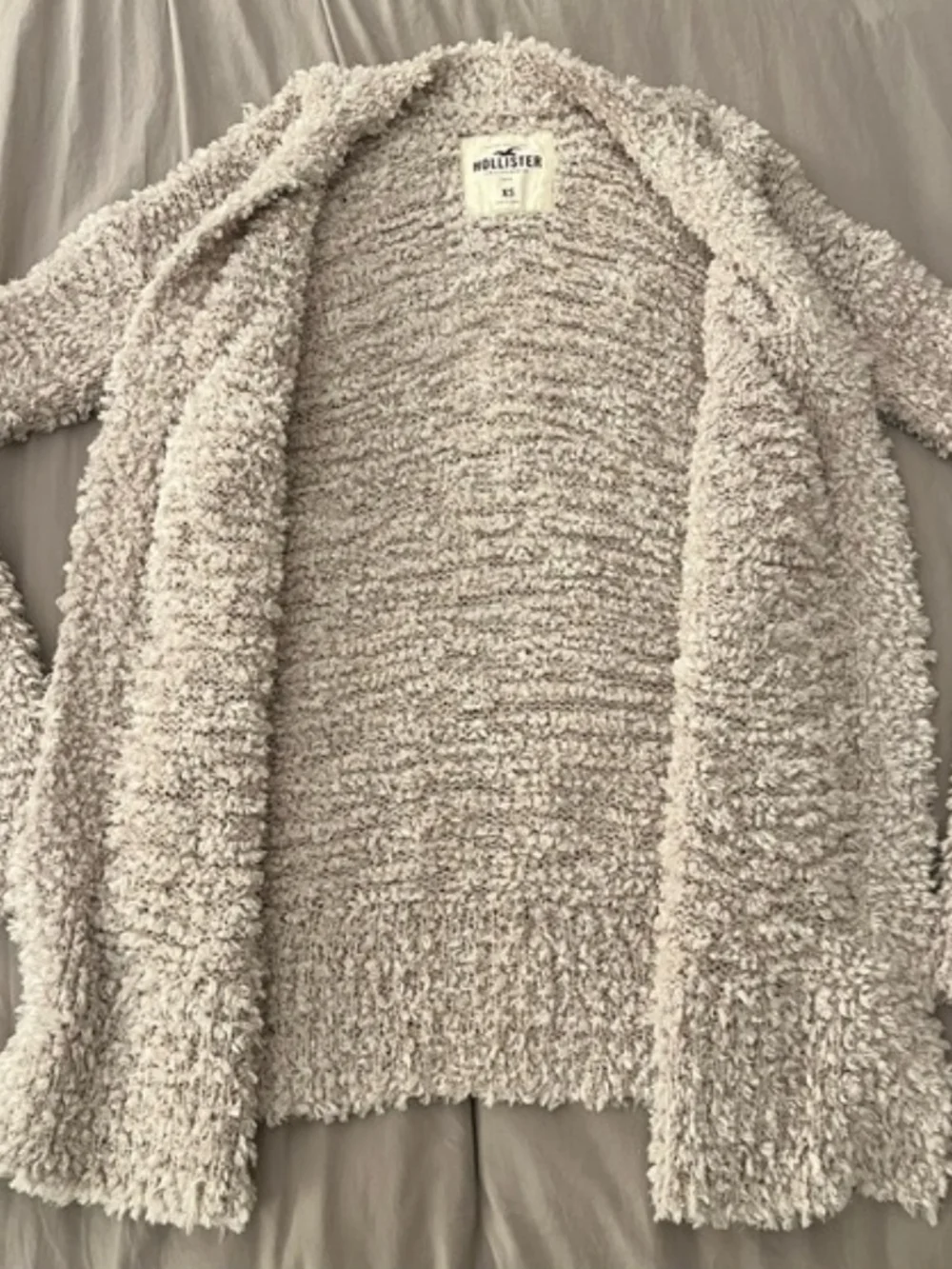Hollister Beige Bouclé Open-Front Cardigan - Picture 2 of 4